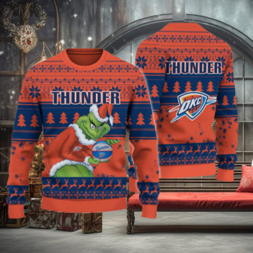 Oklahoma City Thunder Grinch Christmas Ugly Sweater