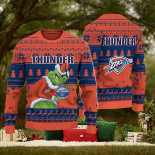 Oklahoma City Thunder Grinch Christmas Ugly Sweater