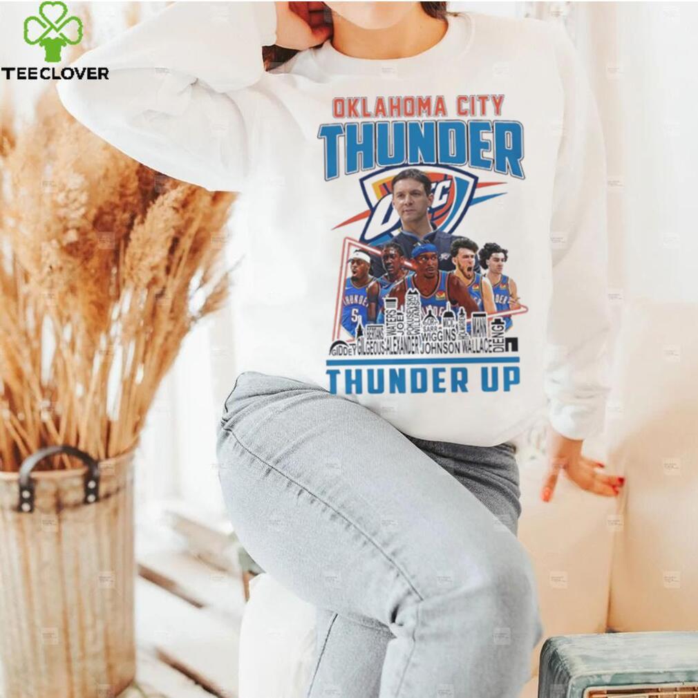 Oklahoma City Thunder Team Players 2024 Thunder Up Skyline Shirt Oklahoma City Thunder Team Players 2024 Thunder Up Skyline Shirt