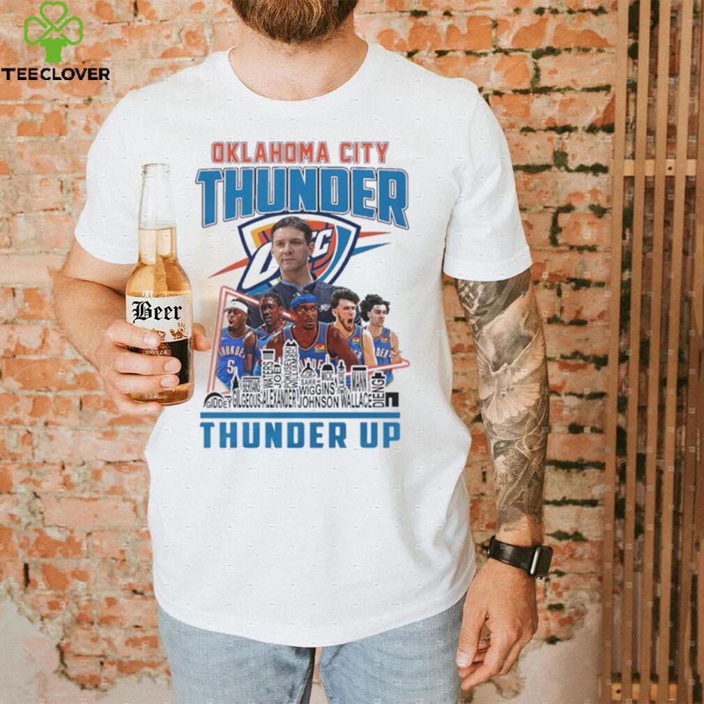 Oklahoma City Thunder Team Players 2024 Thunder Up Skyline Shirt Oklahoma City Thunder Team Players 2024 Thunder Up Skyline Shirt