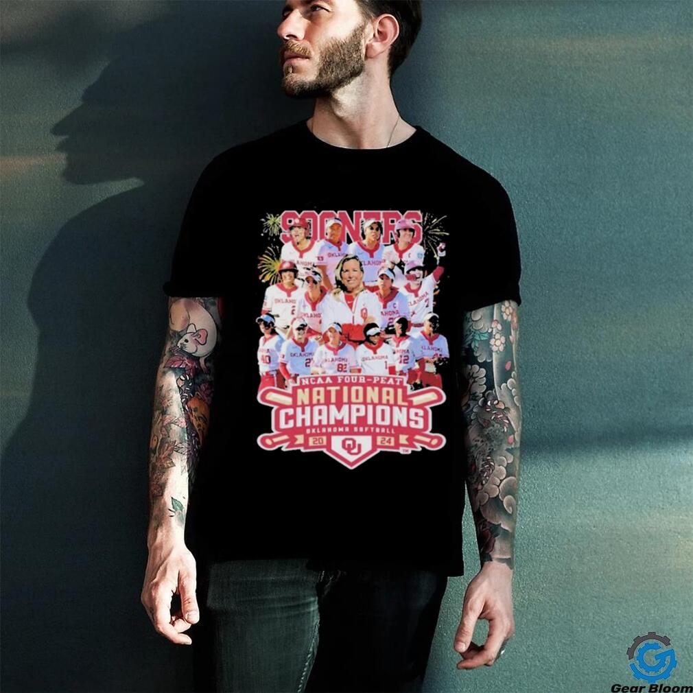 Oklahoma NCAA Four peat National Champions 2024 Team Softball Shirt Oklahoma NCAA Four peat National Champions 2024 Team Softball Shirt