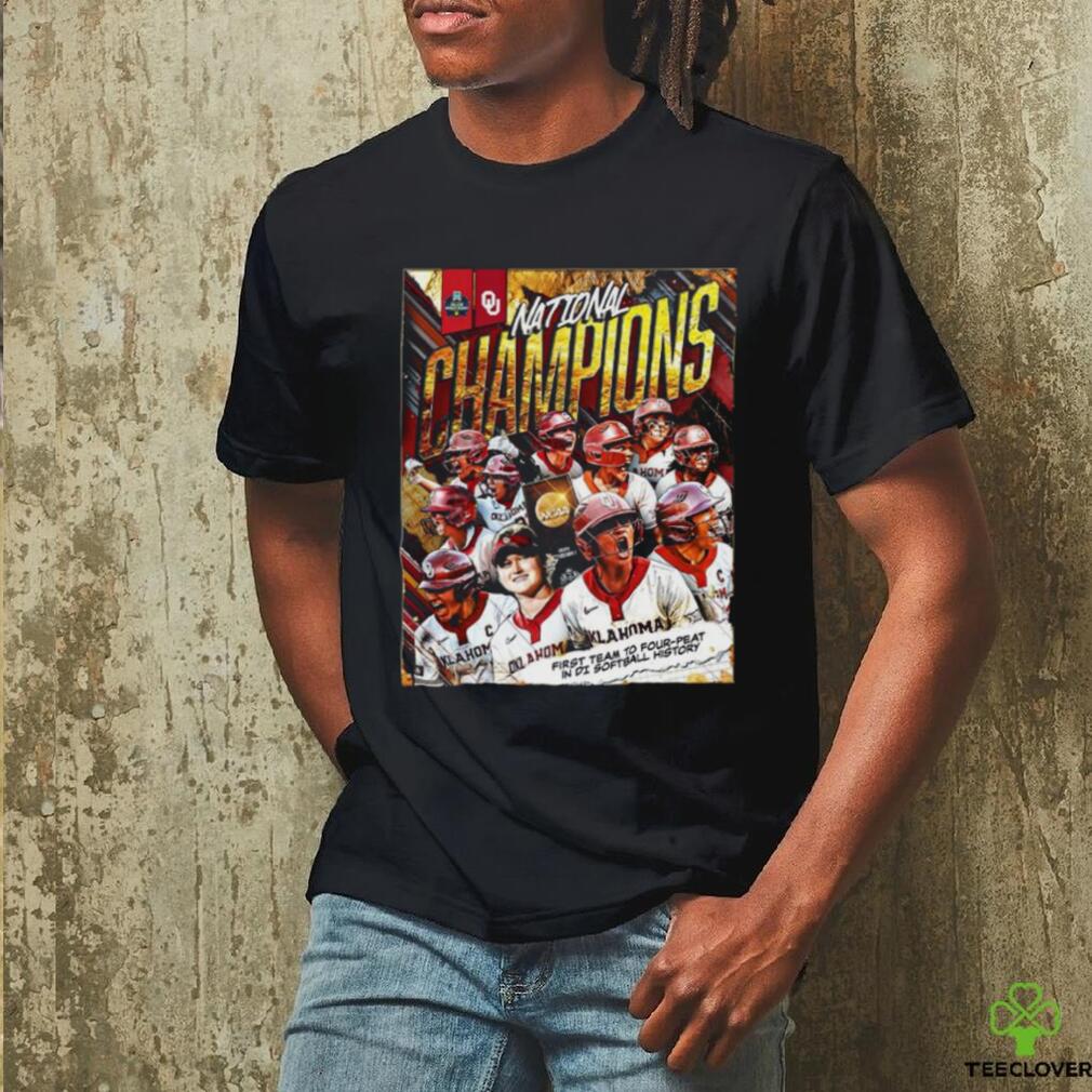 Oklahoma Sooners 2024 National Champions first team to four peat in DI Softball History shirt Oklahoma Sooners 2024 National Champions first team to four peat in DI Softball History shirt