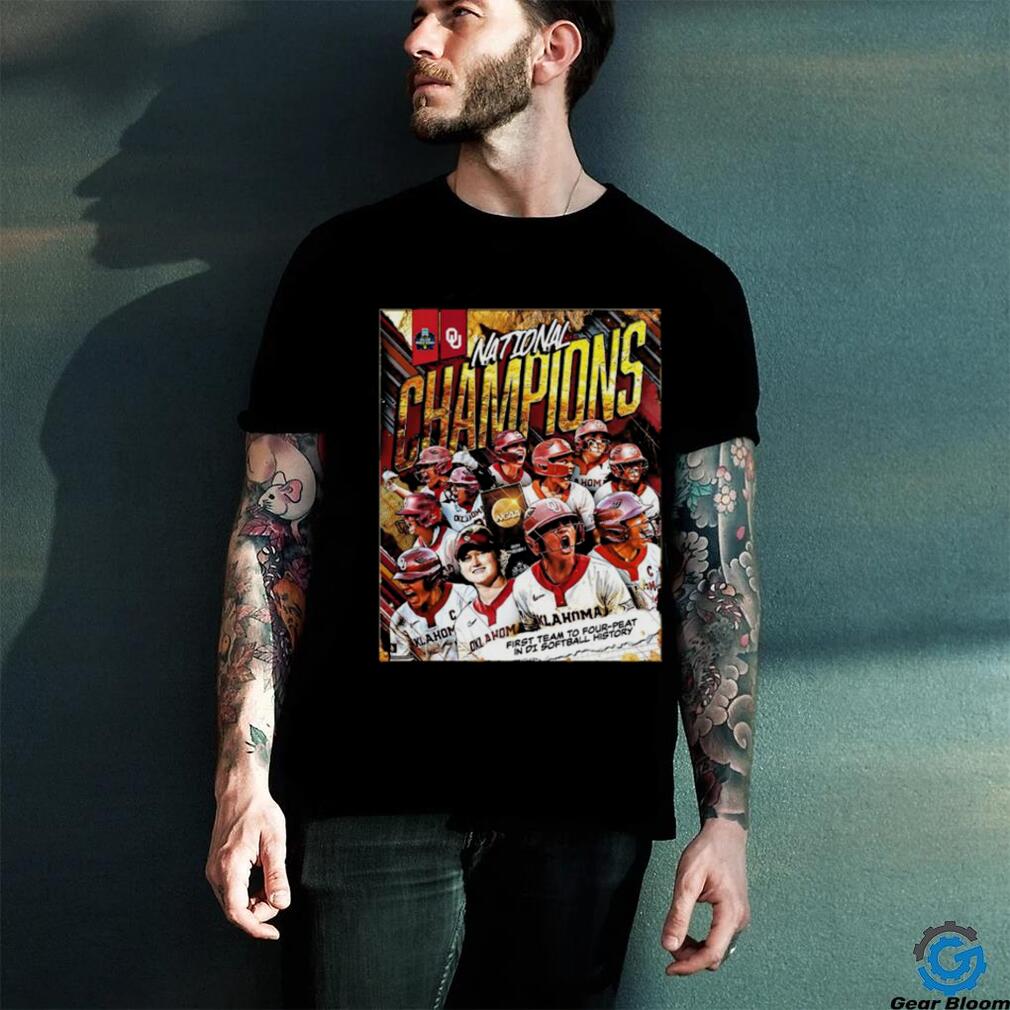Oklahoma Sooners 2024 National Champions first team to four peat in DI Softball History shirt Oklahoma Sooners 2024 National Champions first team to four peat in DI Softball History shirt