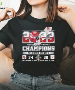 Oklahoma Sooners 34 Texas Longhorns 30 2023 Golden Hat Trophy Champions Sat, October, 07, 2023 Cotton Bowl Stadium Shirt 2 Oklahoma Sooners 34 Texas Longhorns 30 2023 Golden Hat Trophy Champions Sat, October, 07, 2023 Cotton Bowl Stadium Shirt