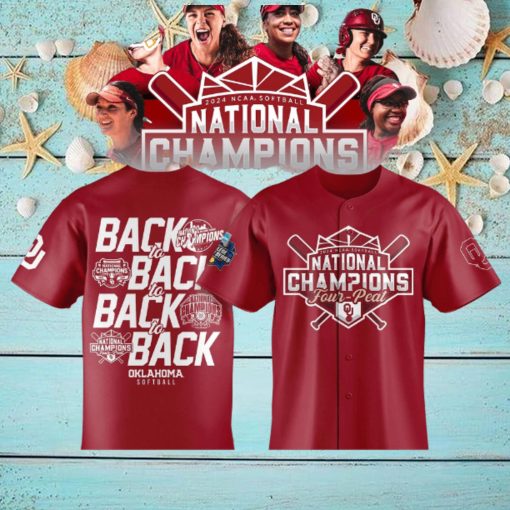 Oklahoma Sooners Four Peat 2024 NCAA Softball Women’s College World Series Champions Jersey Shirt