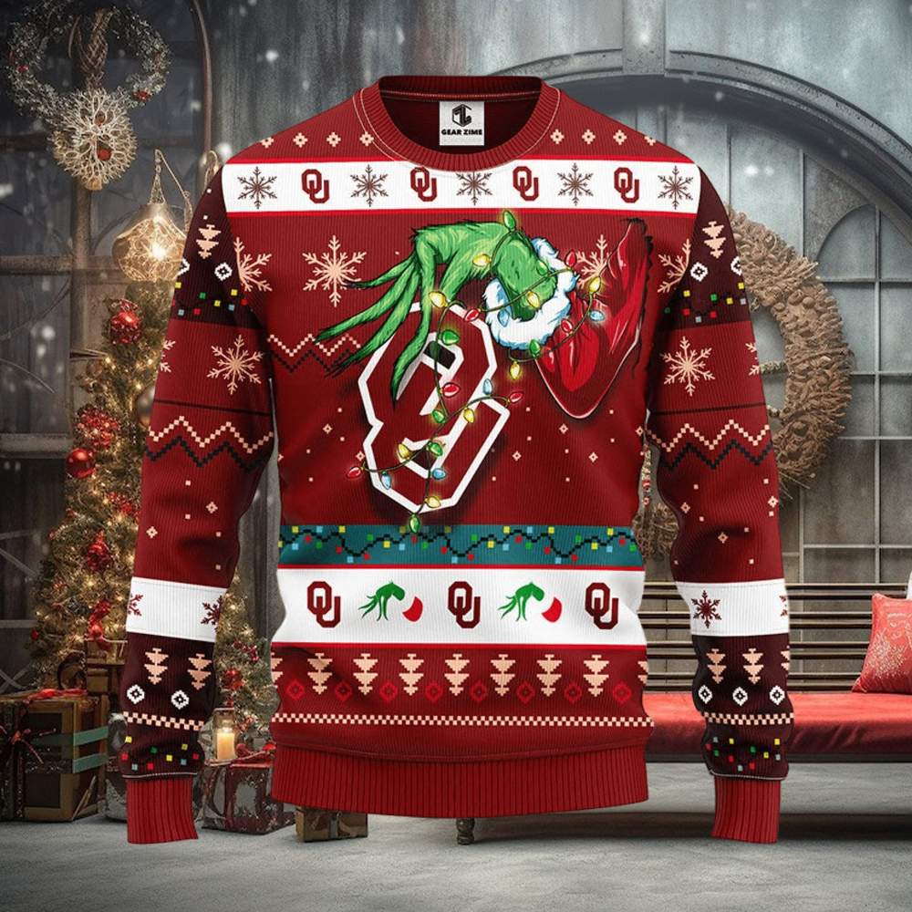 Oklahoma Sooners Grinch Christmas Ugly Sweater Oklahoma Sooners Grinch Christmas Ugly Sweater