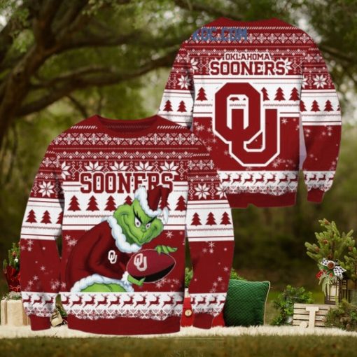 Oklahoma Sooners Grinch NCAA Christmas Ugly Sweater