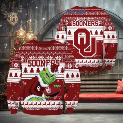 Oklahoma Sooners Grinch NCAA Christmas Ugly Sweater