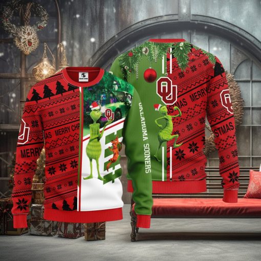 Oklahoma Sooners Grinch & Scooby doo Christmas Ugly Sweater 1