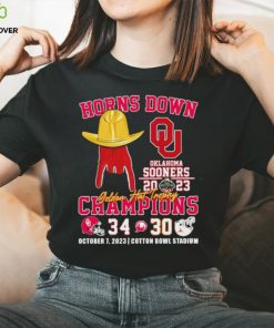 Oklahoma Sooners Horns Down Golden Hat Trophy Champions Score Shirt