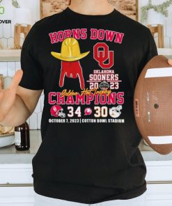 Oklahoma Sooners Horns Down Golden Hat Trophy Champions Score Shirt