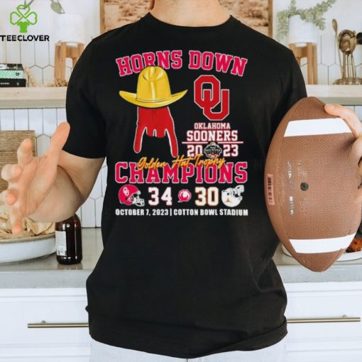 Oklahoma Sooners Horns Down Golden Hat Trophy Champions Score Shirt