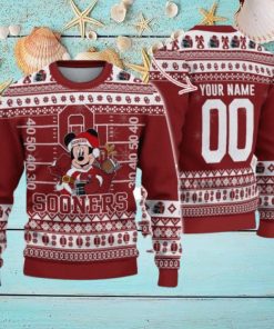 Oklahoma Sooners Mickey Player Custom Name And Number Ugly Christmas Sweater