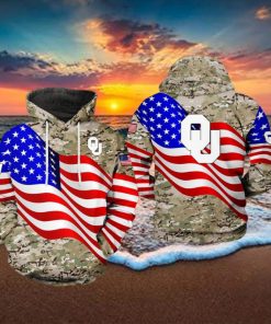 Oklahoma Sooners NCAA US Flag Camo Veteran 3D Printed Hoodie