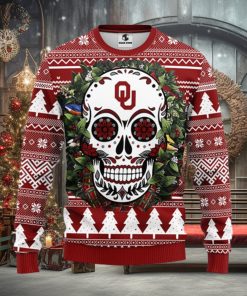 Oklahoma Sooners Skull Flower Ugly Christmas Ugly Sweater