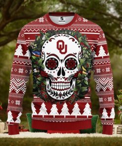 Oklahoma Sooners Skull Flower Ugly Christmas Ugly Sweater