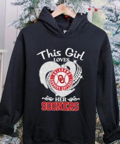 Oklahoma Sooners Softball this girl loves her Sooners heart sport circle logo shirt