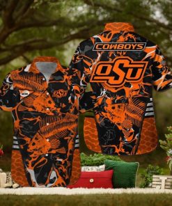 Oklahoma State Cowboys Fishing Short Sleeve Button Up Tropical Hawaiian Shirt