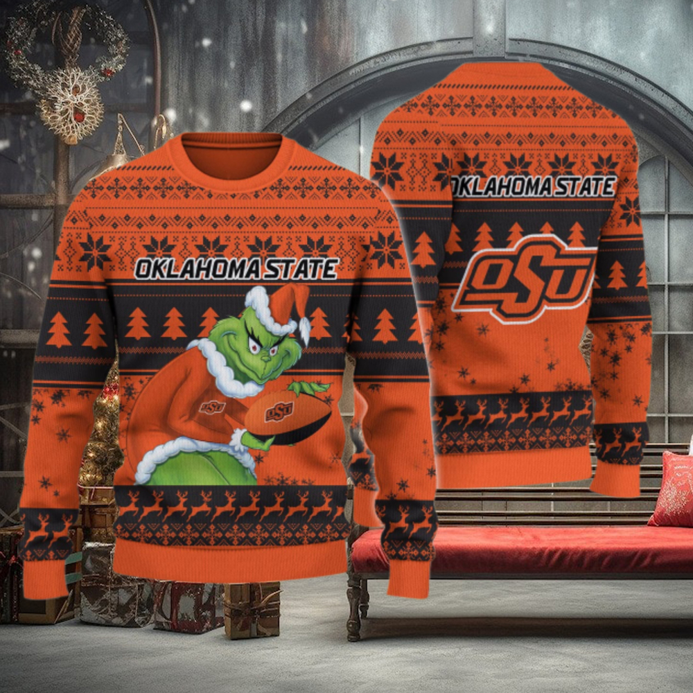 Oklahoma State Cowboys Grinch Ugly Christmas Sweater Oklahoma State Cowboys Grinch Ugly Christmas Sweater