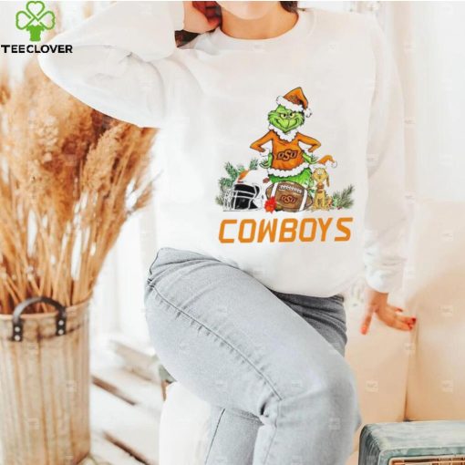 Oklahoma State Cowboys Grinch and Max dog funny Christmas hoodie, sweater, longsleeve, shirt v-neck, t-shirt