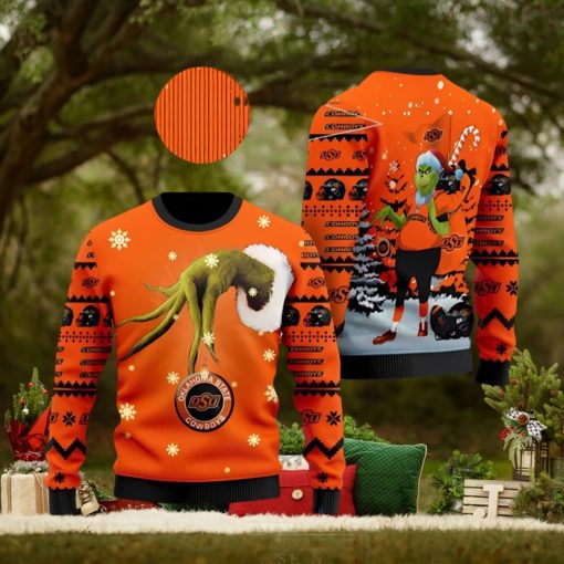 Oklahoma State Cowboys Team Grinch Ugly Christmas Sweater Cute Christmas Gift