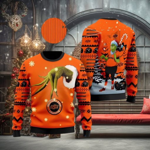 Oklahoma State Cowboys Team Grinch Ugly Christmas Sweater Cute Christmas Gift