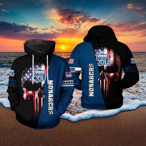 Old Dominion Monarchs NCAA US Flag Skull 3D Printed Hoodie