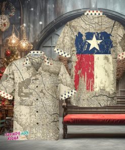 Old Map Of Texas Vintage Texas Hawaiian Shirt, Unique Texas Shirt For Texas Lovers