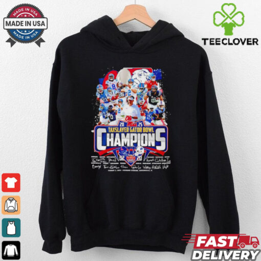 Ole Miss 2025 Taxslayer Gator Bowl Champions signatures shirt