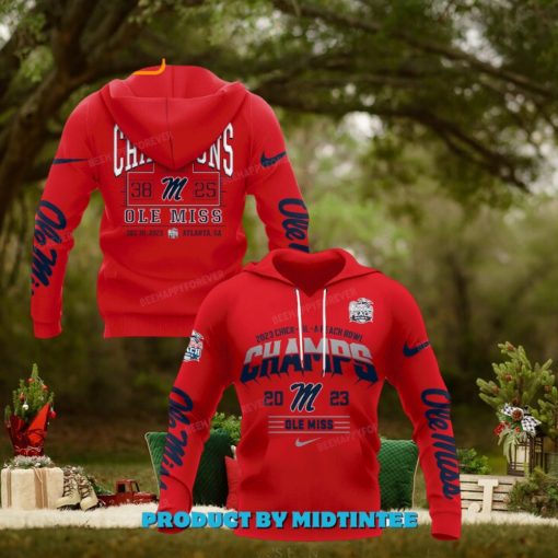Ole Miss Rebels 2023 Peach Bowl Champions Red Hoodie