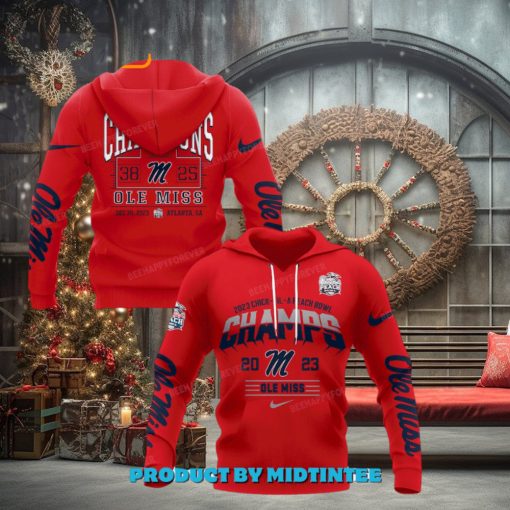 Ole Miss Rebels 2023 Peach Bowl Champions Red Hoodie