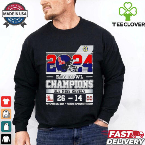 Ole Miss Rebels 2024 Egg Bowls Champions Celebrating Champs 26 14 score shirt