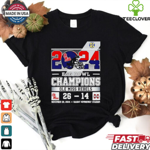 Ole Miss Rebels 2024 Egg Bowls Champions Celebrating Champs 26 14 score shirt