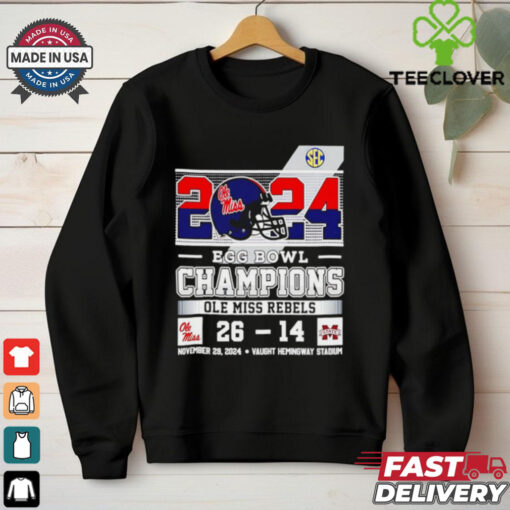 Ole Miss Rebels 2024 Egg Bowls Champions Celebrating Champs 26 14 score shirt
