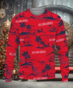 Ole Miss Rebels Aloha Hawaii Beach Knitted Xmas Sweater AOP