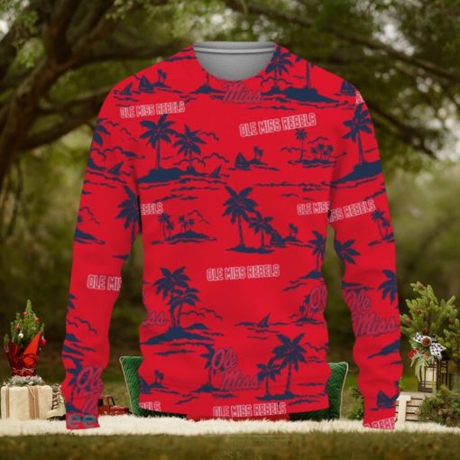 Ole Miss Rebels Aloha Hawaii Beach Knitted Xmas Sweater AOP