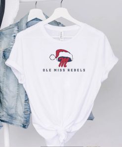 Ole Miss Rebels Football logo with santa hat t shirt