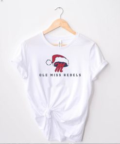 Ole Miss Rebels Football logo with santa hat t shirt