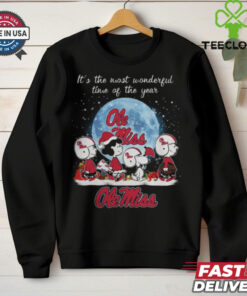 Ole Miss Rebels It The Most Wonderful Time Of The Year Peanut Characters Christmas Shirt