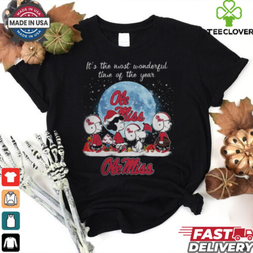 Ole Miss Rebels It The Most Wonderful Time Of The Year Peanut Characters Christmas Shirt