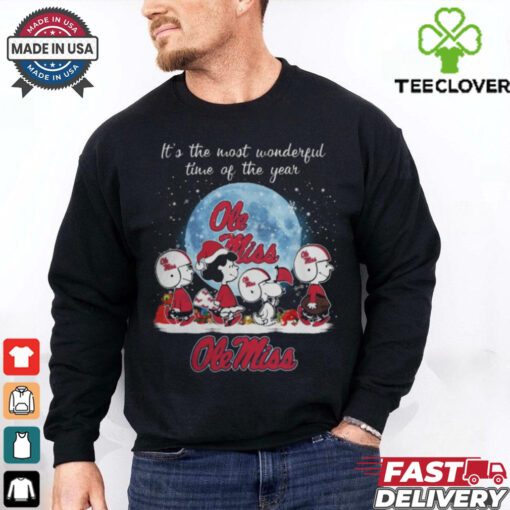 Ole Miss Rebels It The Most Wonderful Time Of The Year Peanut Characters Christmas Shirt