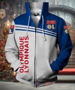 Olympique Lyon White Blue Zip Up Hoodie