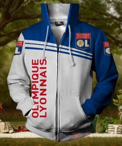 Olympique Lyon White Blue Zip Up Hoodie