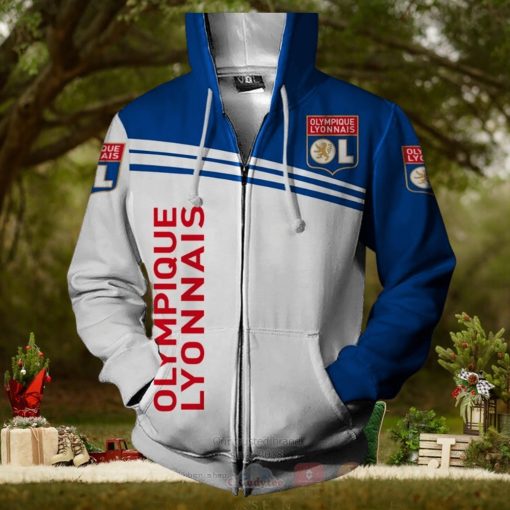 Olympique Lyon White Blue Zip Up Hoodie