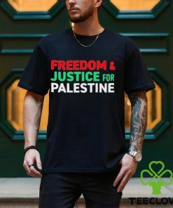 Omar sakr wearing freedom& justice for palestine T shirt