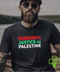 Omar sakr wearing freedom& justice for palestine T shirt