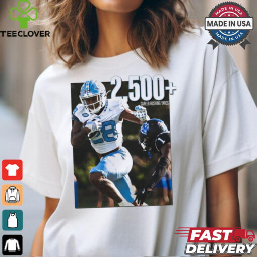 Omarion Hampton Carolina Football 2500+ Career Rushing Yards T Shirt