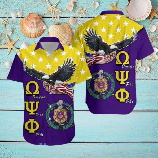 Omega Psi Phi With Eagle Us Flag Hawaiian Shirt For Men And Women
