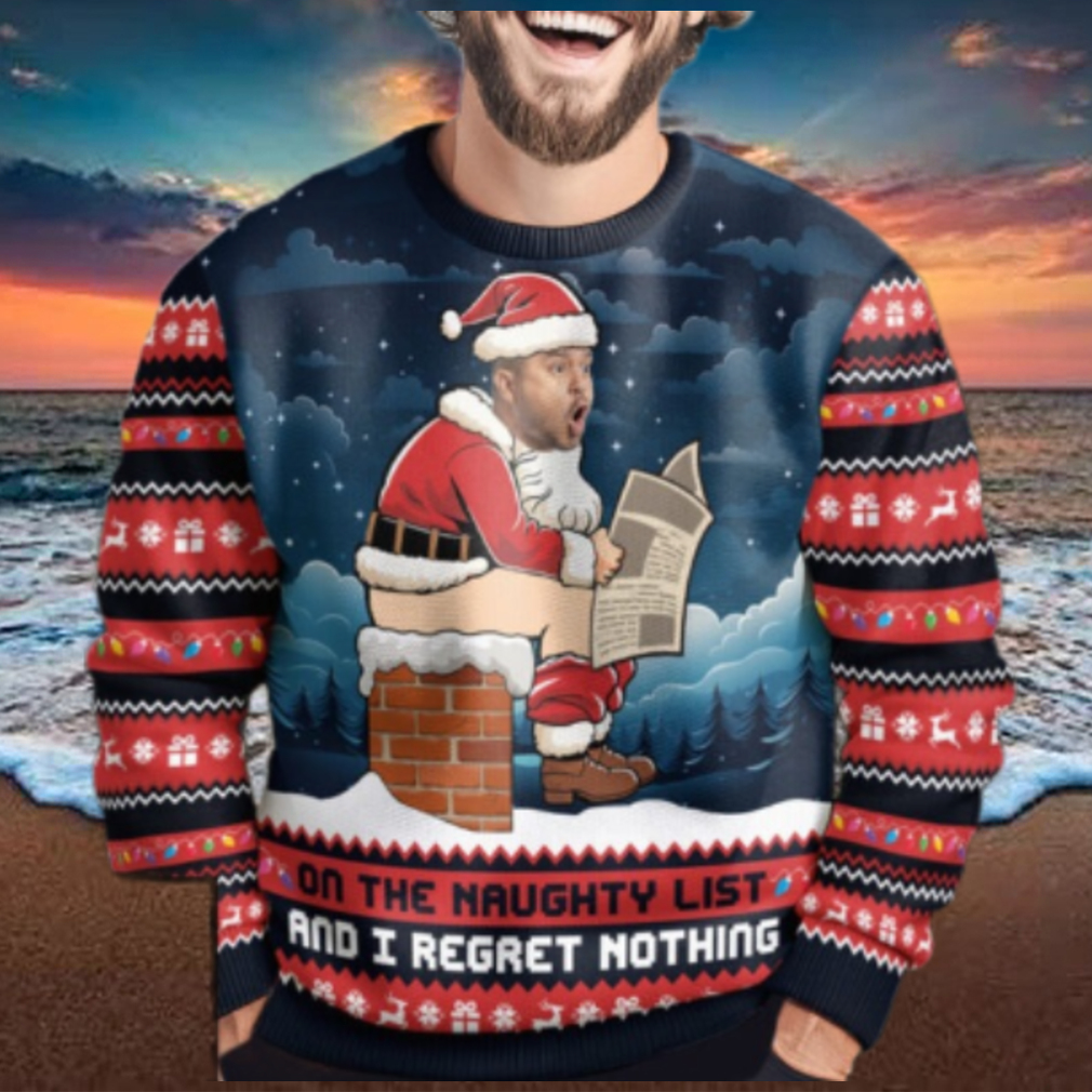 On The Naughty List And I Regret Nothing Funny Face Personalized Photo Ugly Sweater On The Naughty List And I Regret Nothing Funny Face Personalized Photo Ugly Sweater