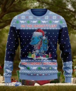 On The Naughty List And I Regret Nothing Shark Ugly Christmas Sweater Impressive Gift For Men And Women